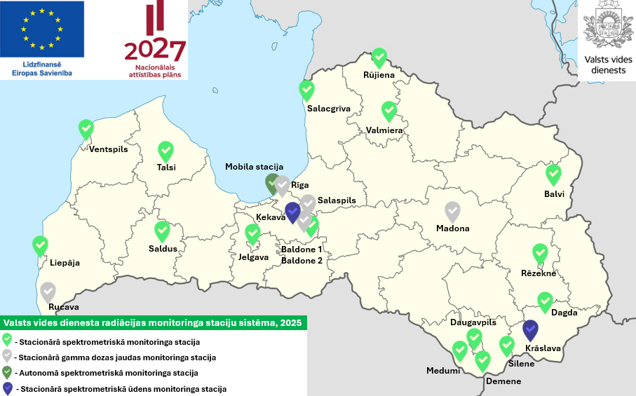 VVD radiācijas monitoringu stacijas sistēma - karte
