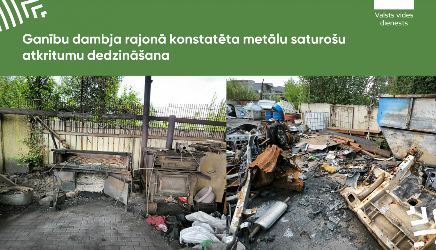 Ganībju dambja rajonā konstatēta metālu saturošu atkritumu dedzināšana